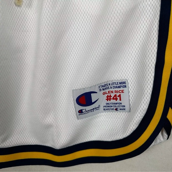 Men’s Champion Glen Rice 41 Basketball Shorts Navy Yellow Size Medium Rare Retro - Picture 4 of 11